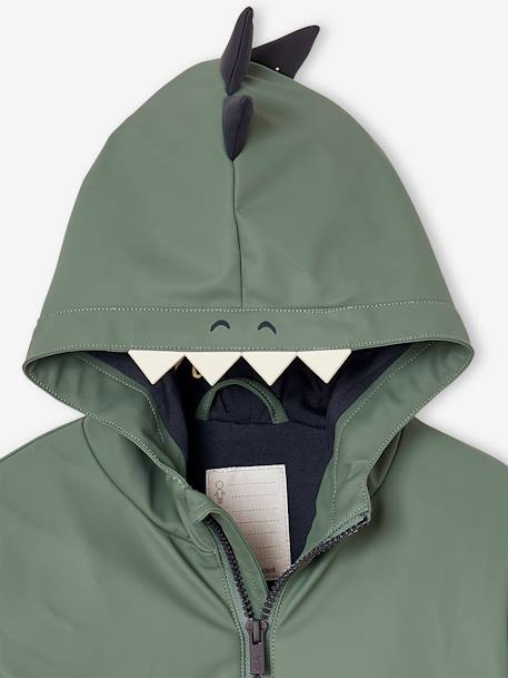 Chaqueta cortavientos con capucha de dinosaurio para niño verde sauce 