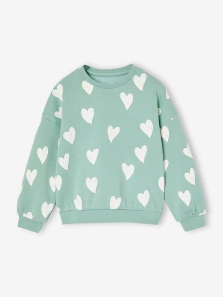 Sudadera fantasía con motivo de corazones o lunares, para niña rojo+rosa+vainilla+verde grisáceo 