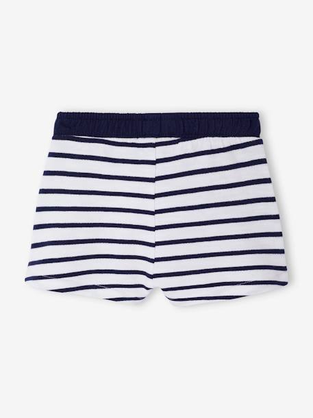 Bermudas para bebé niño de felpa. Azul oscuro a rayas+Azul oscuro liso+MARRON MEDIO LISO+verde agua 