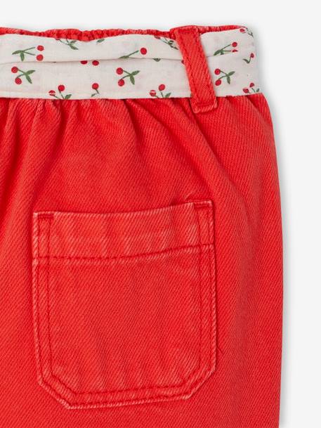 Pantalón ancho para bebé con cinturón para atar rojo 