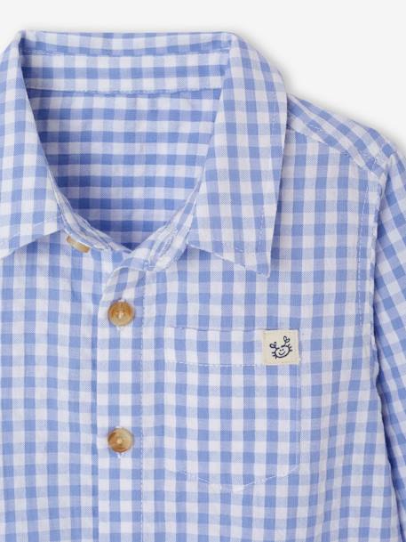 Camisa seersucker a cuadros para bebé cuadros azul 