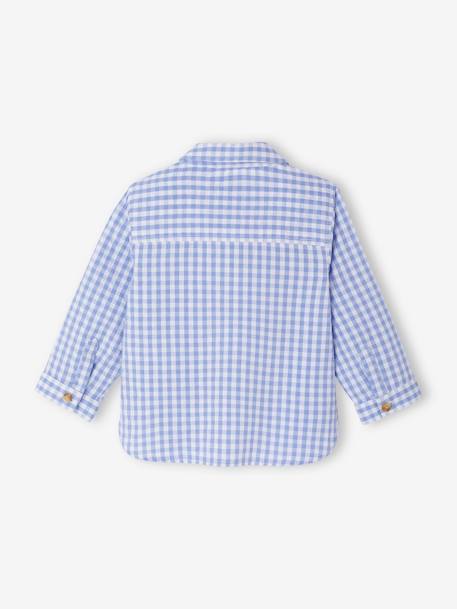 Camisa seersucker a cuadros para bebé cuadros azul 