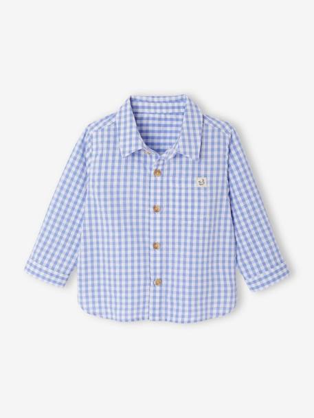 Camisa seersucker a cuadros para bebé cuadros azul 