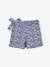 Falda-short estampada para niña azul chambray+crudo+naranja estampado+verde pino 