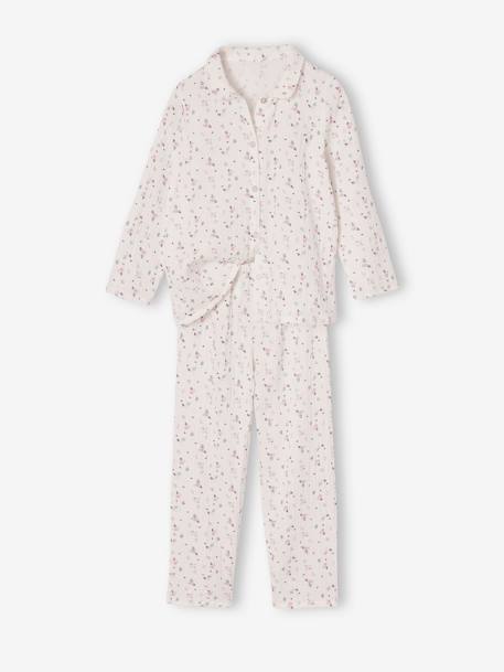 Pijama para niña de gasa de algodón crudo 