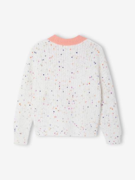 Chaqueta cuello de pico y punto fantasía para niña multicolor 