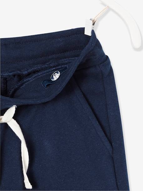 Bermudas niño de felpa AZUL MEDIO LISO CON MOTIVOS+Azul oscuro liso+nuez de pacana 