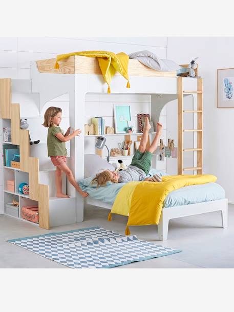 Escalera con organización para cama combinada EASYSPACE Blanco claro liso 