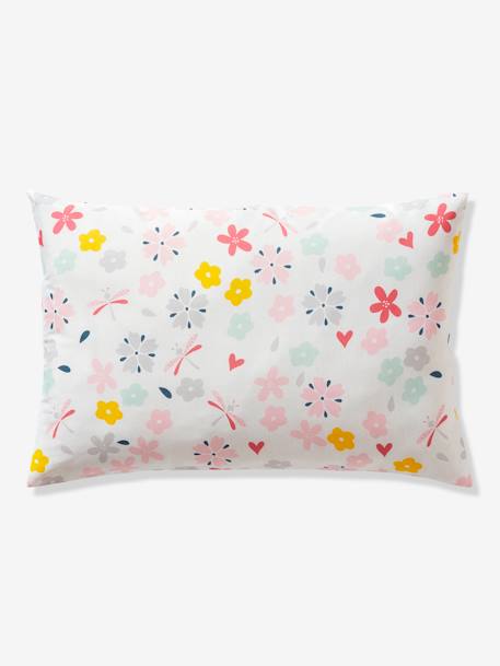 Conjunto funda nórdica + funda de almohada infantil FLORES Y ALAS Blanco claro liso con motivos 