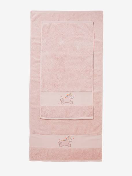 Toalla de baño Unicornio Rosa claro liso con motivos 