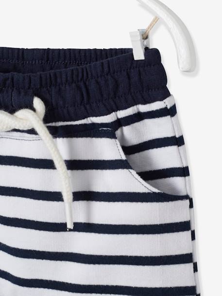 Bermudas para bebé niño de felpa. Azul oscuro a rayas+Azul oscuro liso+MARRON MEDIO LISO+verde agua 