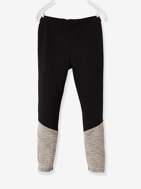 Pantalón de deporte para niño, tejido técnico Negro oscuro liso con motivos 