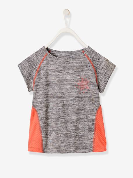 Camiseta deportiva para niña de manga corta, con motivo de estrella Gris medio jaspeado 