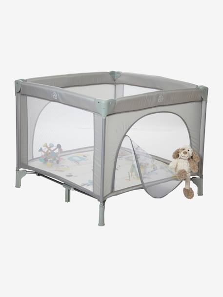 Parque plegable de viaje Baby'park AZUL OSCURO LISO CON MOTIVOS+GRIS MEDIO LISO CON MOTIVOS 