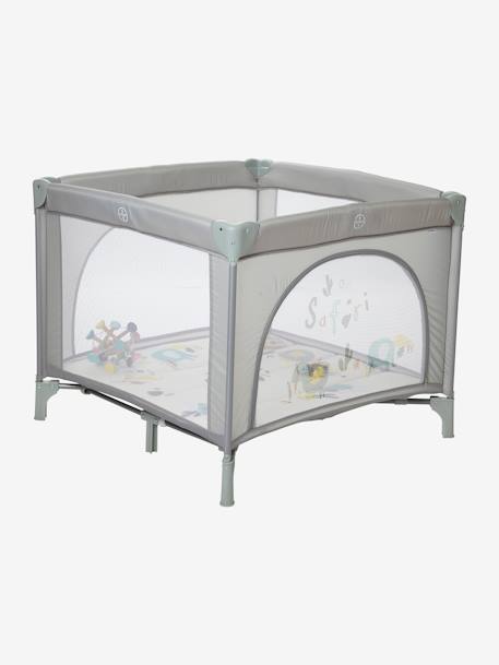 Parque plegable de viaje Baby'park AZUL OSCURO LISO CON MOTIVOS+GRIS MEDIO LISO CON MOTIVOS 