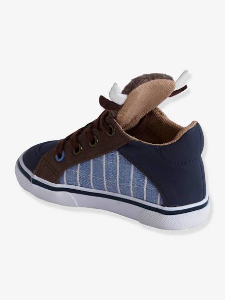 Zapatillas deportivas de caña alta con lengüeta búfalo bebé niño AZUL MEDIO LISO CON MOTIVOS 