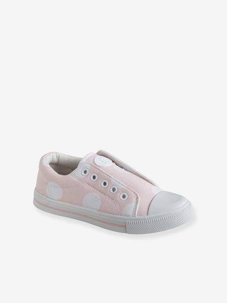 Zapatillas elásticas de lona, para niña ROSA MEDIO LISO CON MOTIVOS 