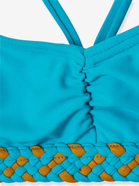 Bikini para niña AZUL MEDIO LISO CON MOTIVOS 