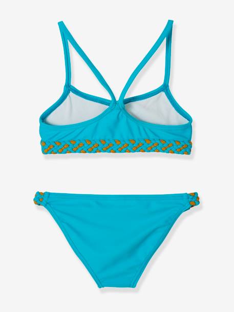 Bikini para niña AZUL MEDIO LISO CON MOTIVOS 