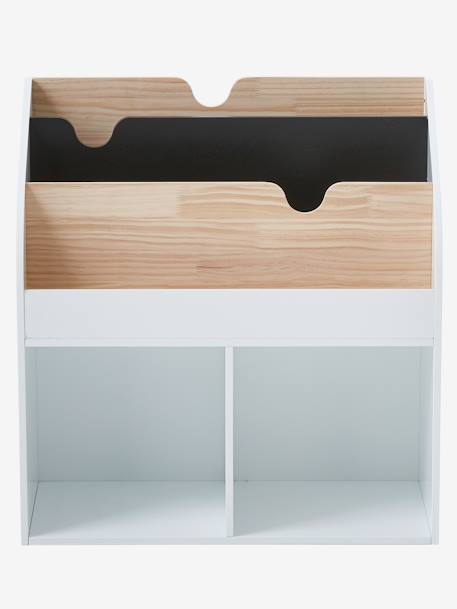 Mueble para organización con 2 compartimentos + estantería librería School BLANCO CLARO LISO+ROSA MEDIO LISO+VERDE OSCURO LISO 