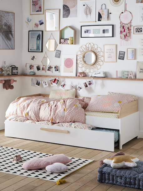 Cama con cama nido infantil GUEST BLANCO CLARO LISO 