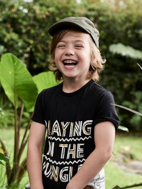 Gorra aventurero niño VERDE MEDIO LISO CON MOTIVOS 