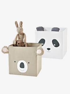 Una habitación compartida-Habitación y Organización-Almacenaje-Muebles con casilleros-Lote de 2 cajas de tejido Panda Koala
